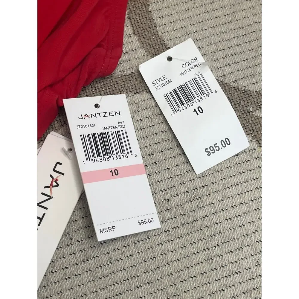 Jantzen Red Surplice One Piece Tummy control swimsuit, size 10, MSRP $95